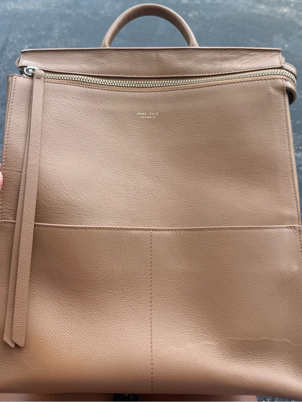 Mina Baie “Harper” Brown Leather Backpack Diaper bag
